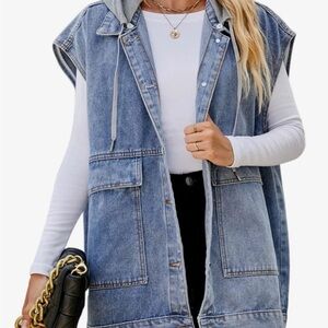 Denim Sleeveless Hooded Vest